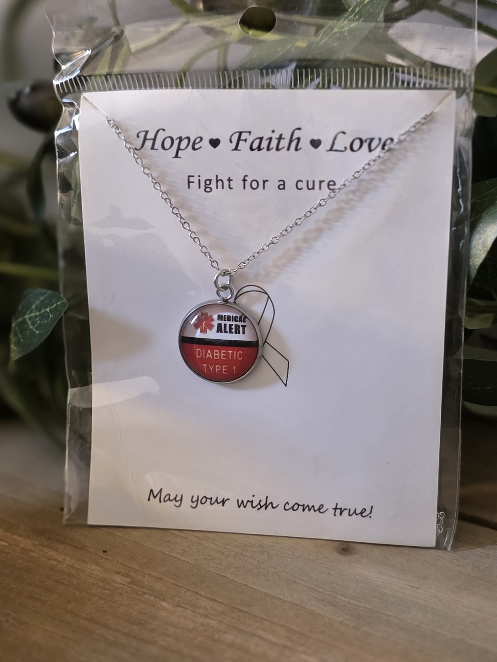 Medical Alert "Diabetic Type 1" Necklace - Red